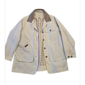 VINTAGE Women's Petite Medium LL Bean Chore Coat in Beige with a Corduroy M